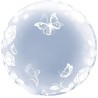 Foliowy balon przeźroczysty w róże i motyle 24" - 61 cm. 1 szt. "Róże i motyle"