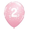 Lateksowe Balony różowy z napis. "2" 11" - 28 cm / 6 szt.