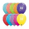 Lateksowe kolorowe balony cyfra 13, 11" - 28 cm. 6 szt.
