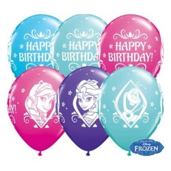 Balon QL 11" z nadr. "Frozen Happy Birthday ", pastel mix specjalny / 25 szt.
