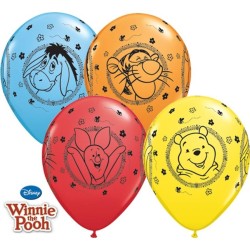 Lateksowe Balony kolorowe z nadru. Winnie The Pooh Charaters 11" - 28 cm / 25 szt.