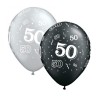 Lateksowe Balony srebrny i czarny z napis. "50" metalik 11" - 28 cm / 25 szt.