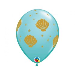 Lateksowe Balony niebieskie z nadru. Sea Shell 11" - 28 cm / 6 szt.