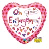 Foliowe Balony kolorowe z napis. "On Your Engagement" (serce). 18" - 46 cm / 1 szt.