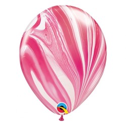 Wielokolorowe Balony QL 11", pastel agat czerwono- biały/ 25 szt. 28 cm