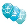 Lateksowe Balony kolorowe z nadru. Żaglówka i Kotwica. 11" - 28 cm / 25 szt. ""