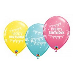 Lateksowe Balony kolorowy z napis. "Happy Birthday" 11" - 28 cm / 25 szt.