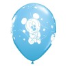 Lateksowe Balony niebieski z nadru. Baby Mickey Stars metalik 12" - 30 cm / 6 szt.