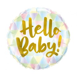 Foliowe Balony kolorowe z napisem "Hello Baby". 18"- 46 cm / 1 szt.