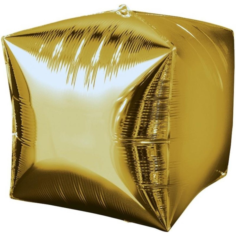 Foliowy balon złoty w kształcie sześcianu 15" - 38 cm. 1 szt.