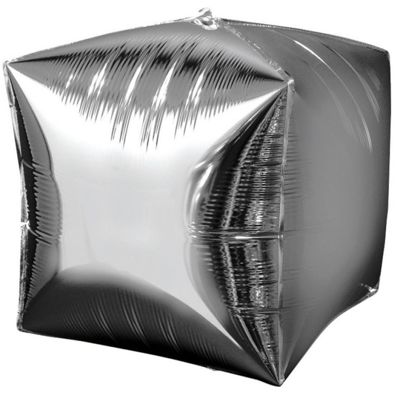 Foliowy balon srebrny w kształcie sześcianu 15" - 38 cm. 1 szt.