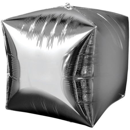 Foliowy balon srebrny w kształcie sześcianu 15" - 38 cm. 1 szt.
