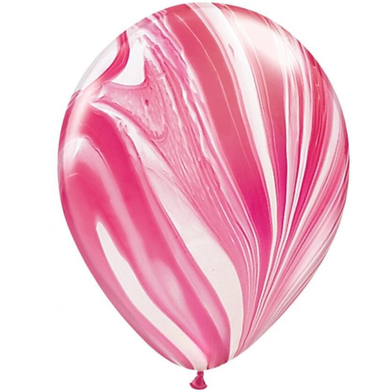 Wielokolorowe Balony QL 11", pastel agat czerwono- biały/ 25 szt. 28 cm