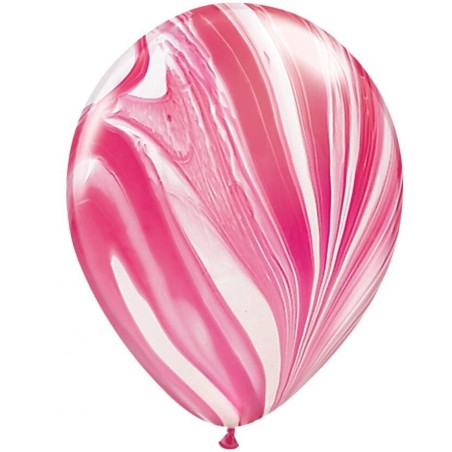 Wielokolorowe Balony QL 11", pastel agat czerwono- biały/ 25 szt. 28 cm