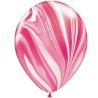 Wielokolorowe Balony QL 11", pastel agat czerwono- biały/ 25 szt. 28 cm