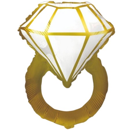 Kolorowy Balon foliowy 24" FX - Złoty pierścionek 1 szt. Zaręczyny