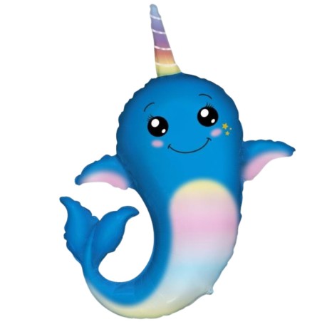 Kolorowy Balon foliowy 14 cali FX - Narwal 1 szt.