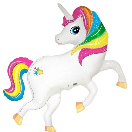 Kolorowy  Balon foliowy 24 cale FX - Jednorożec tęczowy 1 szt. 60 cm.