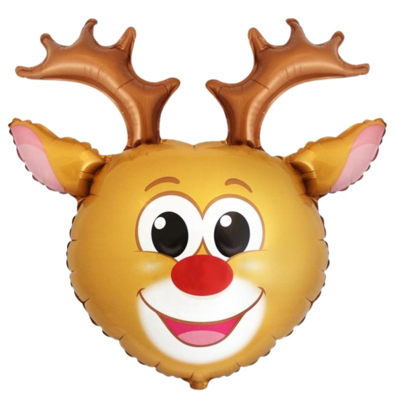 Kolorowy Balon foliowy 24" FX - Głowa Renifera 1 szt. 60 cm. Święta