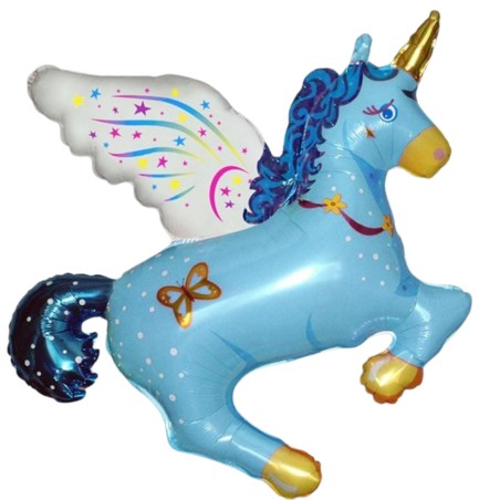 Kolorowy Balon foliowy 24" FX - "Jednorożec magiczny" (niebieski) 1 szt.