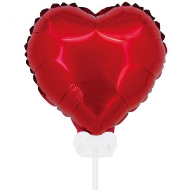 Kolorowy Balon foliowy "Serce", 11" czerwone, z patyczkiem i zaworem 1 szt.
