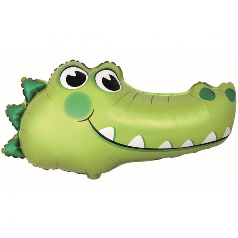 Foliowy balon zielony w kształcie krokodyla 24" - 61 cm. 1 szt. (pakowany)