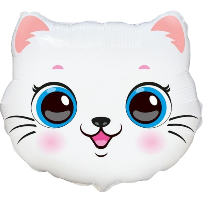 Foliowy balon biały w kształcie Kota 24" - 61 cm. 1 szt.