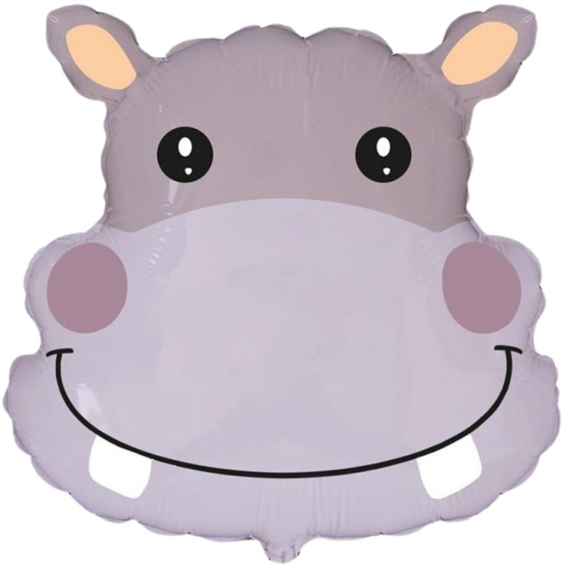 Foliowy balon szary w kształcie Hipopotama 24" - 61 cm. 1 szt.