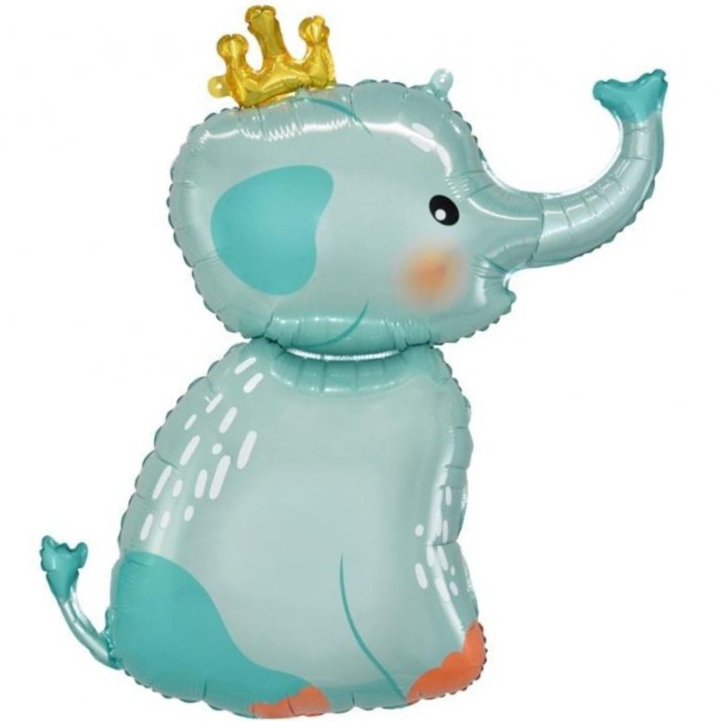 Kolorowy Balon foliowy Słonik z Koroną, 55x70 cm 1 szt.