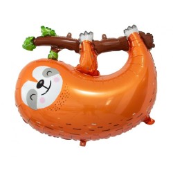 Kolorowy  Balon foliowy uśmiechnięty Leniwiec, 68x55 cm, brązowy 1 szt.