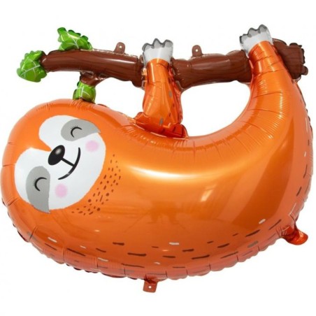 Kolorowy  Balon foliowy uśmiechnięty Leniwiec, 68x55 cm, brązowy 1 szt.