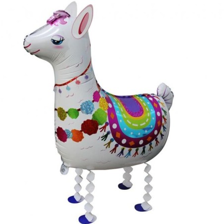 Kolorowy Balon foliowy Lama, 67x75 cm, biała, chodząca 1 szt.