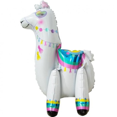 Kolorowy Balon foliowy Lama, 65 cm, biała, stojąca 1 szt.