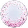 Foliowy balon przezroczysty w różowe grochy 24" - 61 cm. 1 szt.
