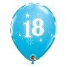 Lateksowe Balony niebieskie z napis. "18" 11" - 28 cm / 6 szt.