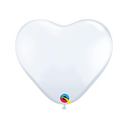 Lateksowe Balony białe w kształcie serca. 6"- 15 cm / 100 szt.
