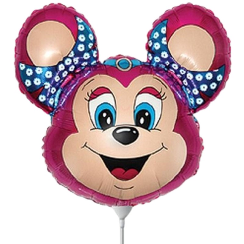 Kolorowy Balon foliowy na patyku 14" FX - "Babsy Mouse" (różowa) 1 szt.