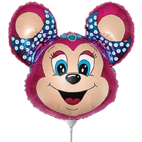 Kolorowy Balon foliowy na patyku 14" FX - "Babsy Mouse" (różowa) 1 szt.