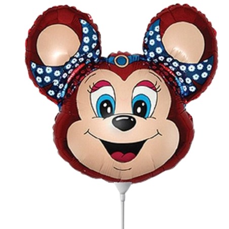 Kolorowy Balon foliowy na patyku  14" FX - "Babsy Mouse" (czerwona) 1 szt.