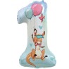 Balon foliowy niebieski Cyfra 1 z kangurem, 31"- 76 cm / 1 szt.