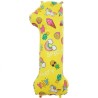 Balon foliowy kolorowa Cyfra 1 z obrazkami, 31"- 78 cm / 1 szt.