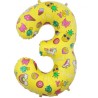 Balon foliowy kolorowa Cyfra 3 z obrazkami, 31"- 78 cm / 1 szt.
