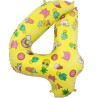 Balon foliowy kolorowa Cyfra 4 z obrazkami, 31"- 78 cm / 1 szt.