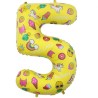 Balon foliowy kolorowa Cyfra 5 z obrazkami, 31"- 78 cm / 1 szt.