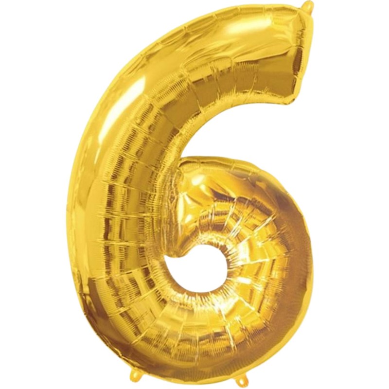 Balon foliowy złota Cyfra 6, 27"- 69 cm / 1 szt.