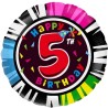 Foliowy balon kolorowy "Happy Birthday - 5", 18" - 46 cm. 1 szt. (pakowany)