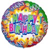 Foliowy balon kolorowy "Happy Birthday", 18" - 46 cm. 1 szt.