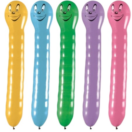 Lateksowe Balony Kolorowe w kształcie "Dżdżownica". 30"- 76 cm / 50 szt.