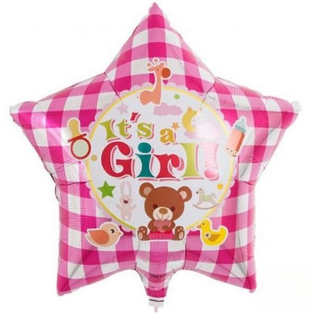 Foliowe Balony różowy z napisem "It’s A Girl". 15"- 38 cm / 1 szt.