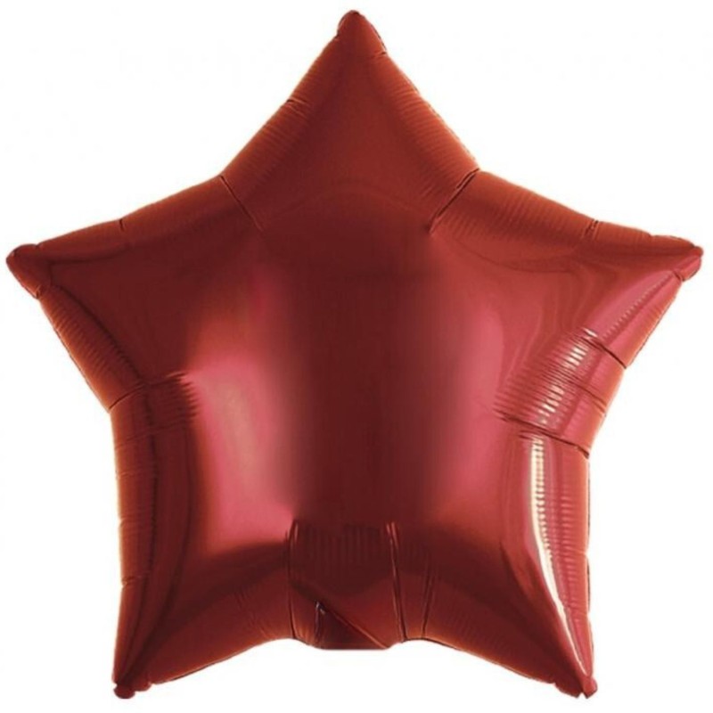 Foliowe Balony czerwony metalik gwiazda. 15"- 38 cm / 5 szt.